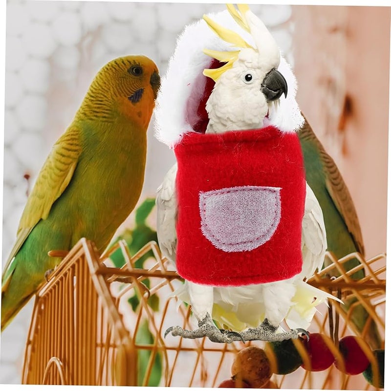 Red Christmas Parrot Apparel Santa Costume For Small Birds Winter Holiday Pet Clothes - Image 5